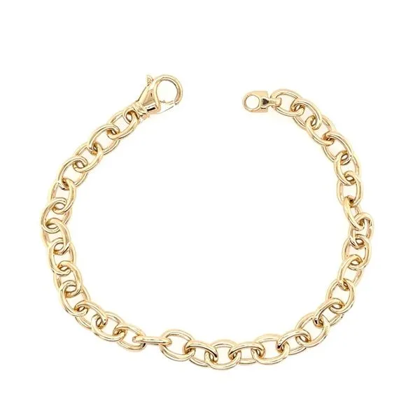 Estate: 14KY Gold Solid 6.5 mm Oval Link Bracelet - 7.5