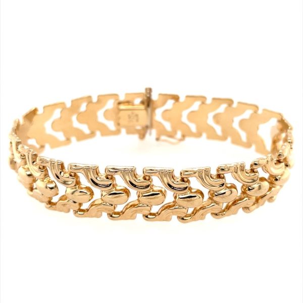 14K Yellow Gold 14.5 mm Wide Fancy Link Bracelet Franzetti Jewelers Austin, TX