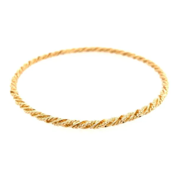 14K Yellow Gold 3 mm Twist Design Solid Bangle Bracelet Franzetti Jewelers Austin, TX