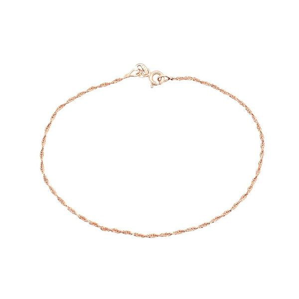 14K Rose Gold 1.35 MM Loose Rope Bracelet - 8