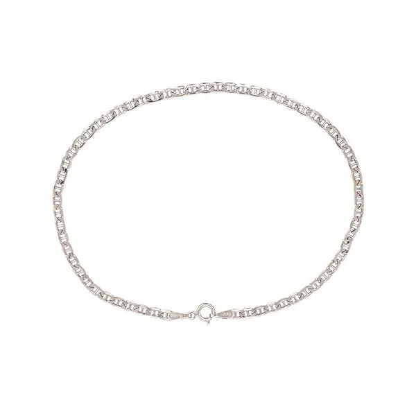 14K White Gold 2.4 MM Anchor Link Bracelet - 8