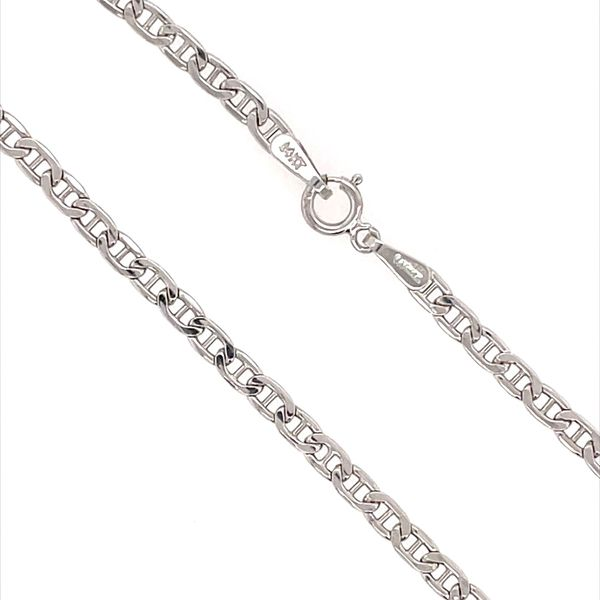 14K White Gold 2.4 MM Anchor Link Bracelet - 8