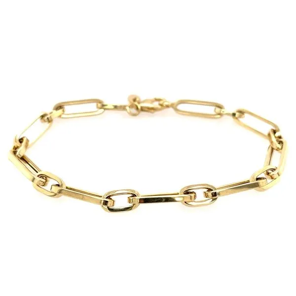 14K Yellow Gold Paperclip Bracelet 7.75