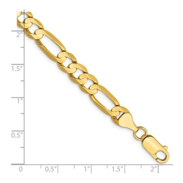 14KY Gold 6.75 mm Concave Open Figaro Bracelet - 8