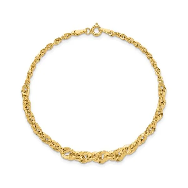 14KY Gold Polished & D/C Fancy Link Graduated Bracelet 7.5