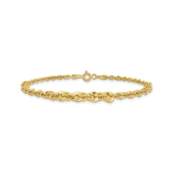 14KY Gold Polished & D/C Fancy Link Graduated Bracelet 7.5