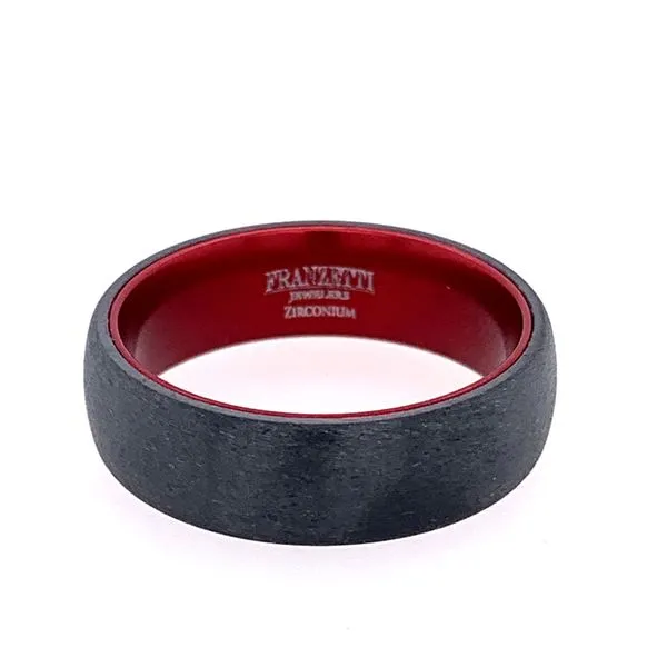 7 MM Zirconium Band with Satin Finish & Red Sleeve Image 3 Franzetti Jewelers Austin, TX