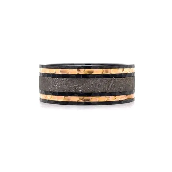 8 MM Zirconium Band with Meteorite & Rose Gold Inlay Franzetti Jewelers Austin, TX