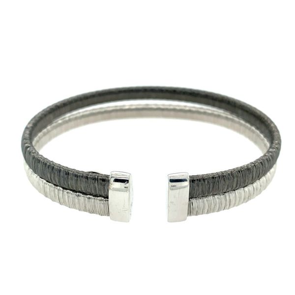 SS Black & White Wrapped Wire Cuff Bracelet Franzetti Jewelers Austin, TX