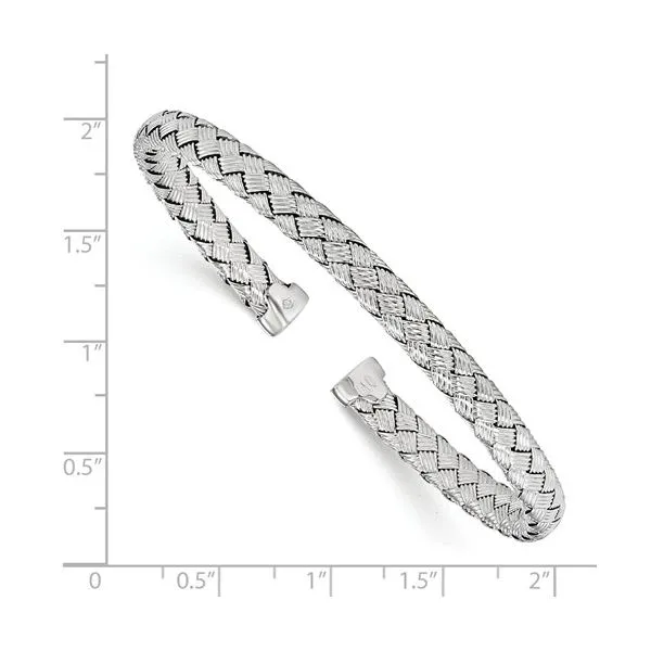 Sterling Silver 5.5 mm Woven Cuff Bangle Image 2 Franzetti Jewelers Austin, TX