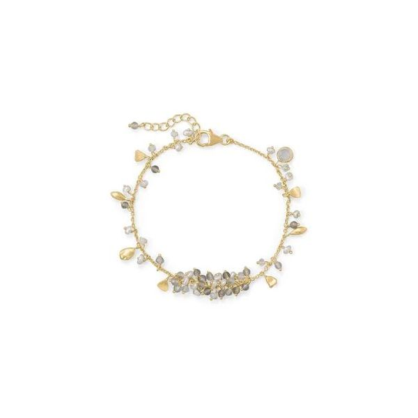 14k gold plated Sterling Silver Bracelet with Freshwater Pearls, Moonstone and Labradorite Franzetti Jewelers Austin, TX