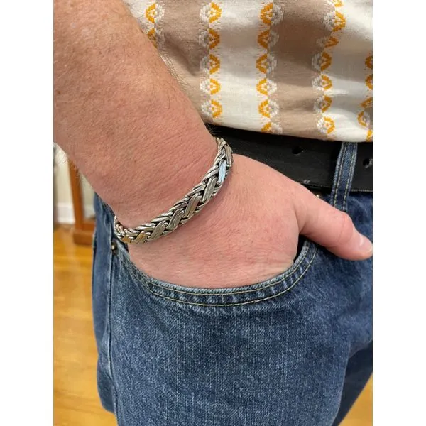 SS 10 mm Domed Double Wheat Bali Bracelet 7.75
