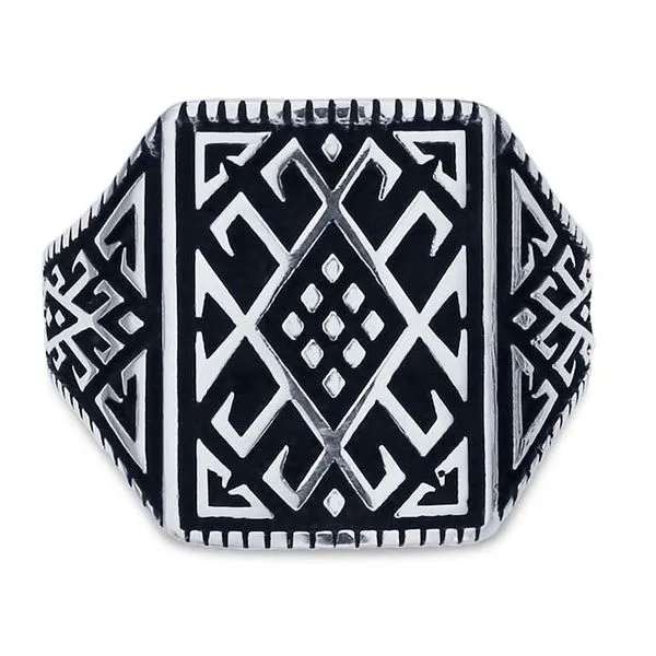 Antiqued Sterling Silver Geometric Design Ring Size 12 Franzetti Jewelers Austin, TX