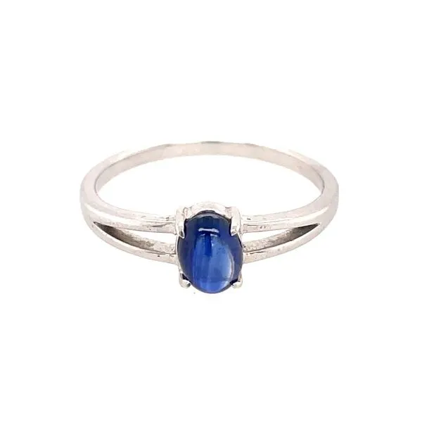 Sterling Silver Ring with Cabochon Blue Sapphire Image 2 Franzetti Jewelers Austin, TX