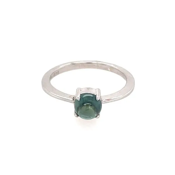 Sterling Silver Ring with Cabochon Teal Sapphire Image 2 Franzetti Jewelers Austin, TX