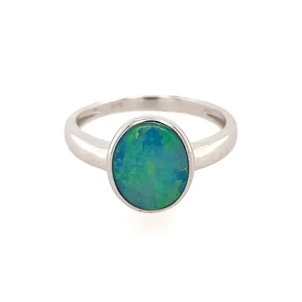 Sterling Silver 10 x 8 mm Opal Doublet Ring Image 2 Franzetti Jewelers Austin, TX