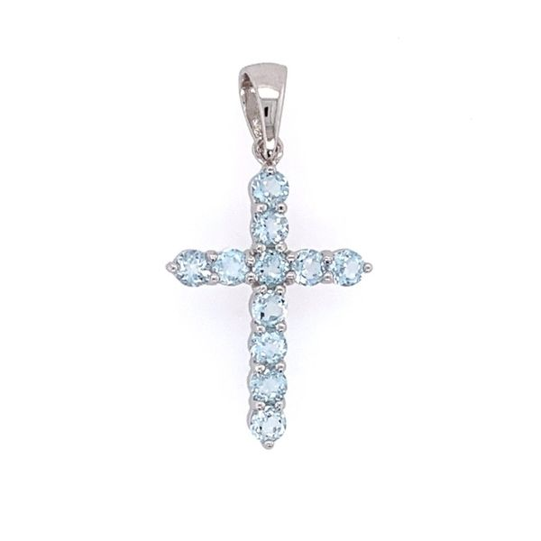 SS Blue Topaz Gemstone Cross Pendant Franzetti Jewelers Austin, TX