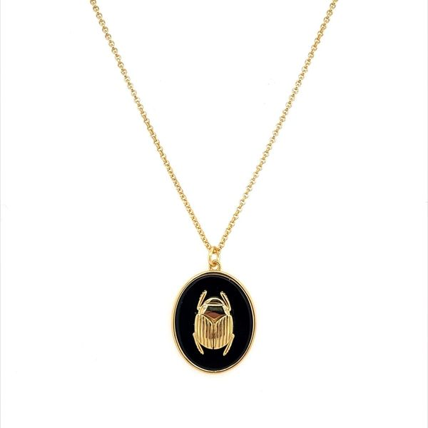 Vermeil Necklace with Scarab on Onyx Pendant 24