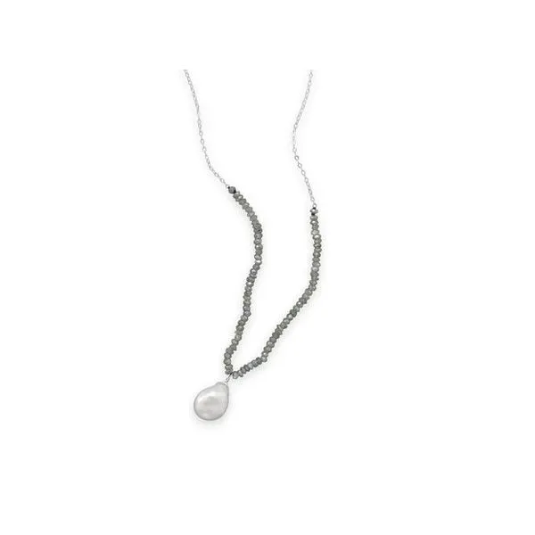 SS Labradorite and Baroque Pearl Drop Necklace 16