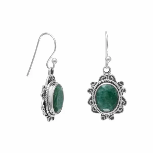 SS Oval Dyed Green Beryl Dangle Earrings Franzetti Jewelers Austin, TX