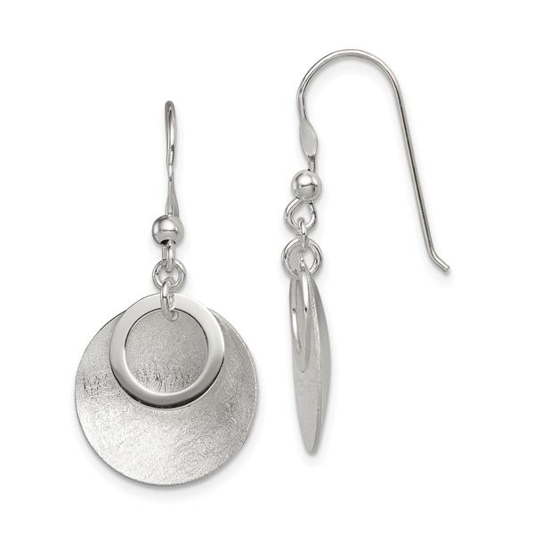 SS Polished & Brushed Double Circle Dangle Earrings, Franzetti Jewelers