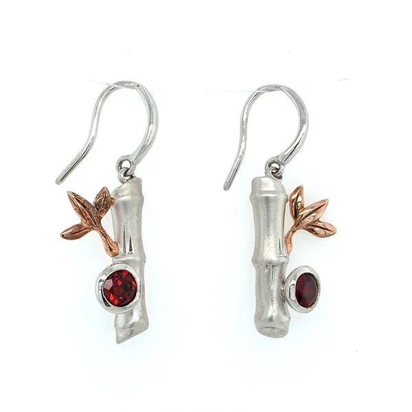 SS Bamboo Dangle Earrings with Garnets Franzetti Jewelers Austin, TX