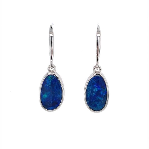 SS Black Opal Doublet Dangle Earrings Franzetti Jewelers Austin, TX