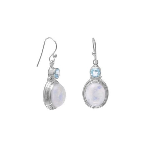 Sterling Silver Moonstone and Blue Topaz Earrings Franzetti Jewelers Austin, TX