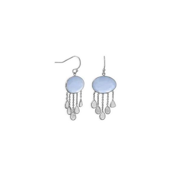 Sterling Silver Blue Chalcedony earrings with White Topaz dangles Franzetti Jewelers Austin, TX