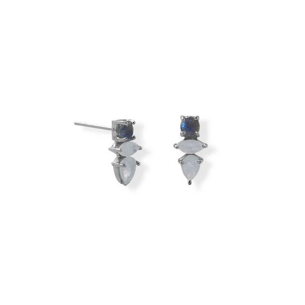 Sterling Silver Labradorite and Moonstone Stud Earrings Franzetti Jewelers Austin, TX
