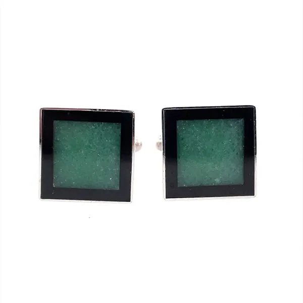 SS Square Cufflinks with Aventurine Image 2 Franzetti Jewelers Austin, TX