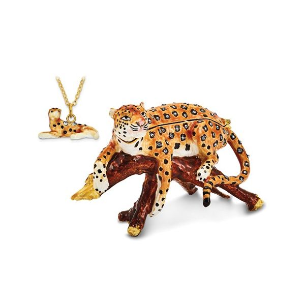 Bejeweled LEOPOLD Leopard on Branch Trinket Box Image 3 Franzetti Jewelers Austin, TX