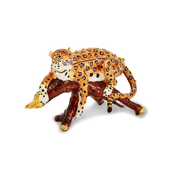 Bejeweled LEOPOLD Leopard on Branch Trinket Box Franzetti Jewelers Austin, TX