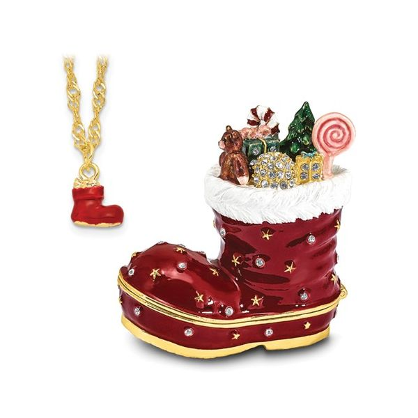 Bejeweled BOOTS Stocking Trinket Box Image 3 Franzetti Jewelers Austin, TX