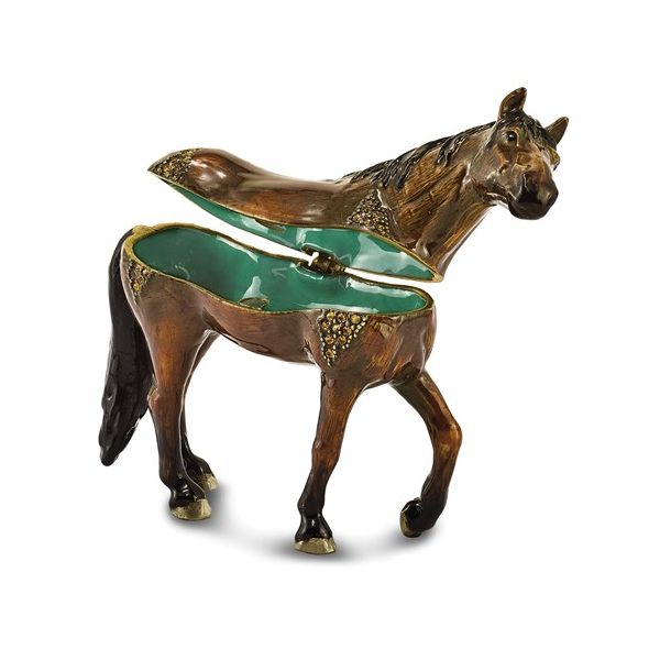 Bejeweled SPENCER Dark Bay Horse Trinket Box Image 2 Franzetti Jewelers Austin, TX