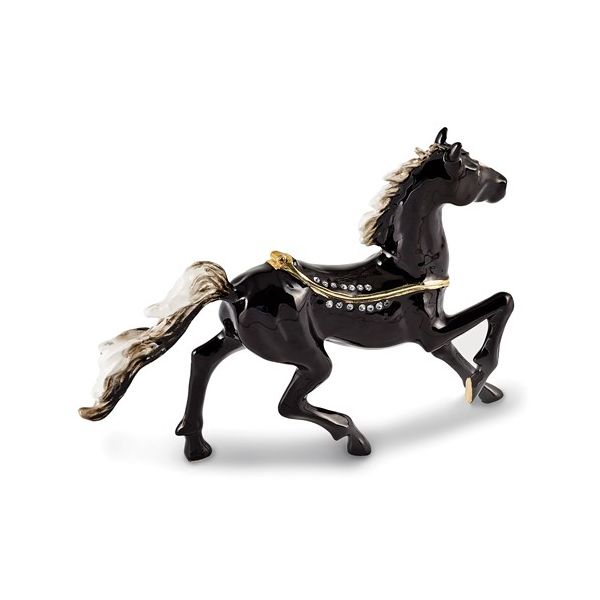 Bejeweled PEPPER Black Horse with White Mane Gift Box Image 3 Franzetti Jewelers Austin, TX