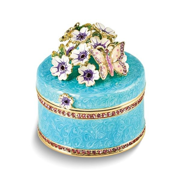 Bejeweled BUTTERFLY NECTAR Blue Flower Butterfly Ring Holder Gift Box Franzetti Jewelers Austin, TX