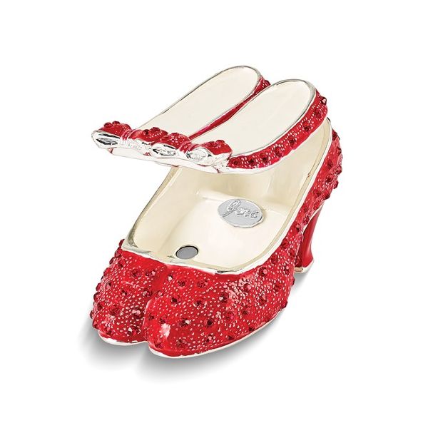 Bejeweled SCARLET Red High Heels with Bows Gift Box Image 2 Franzetti Jewelers Austin, TX