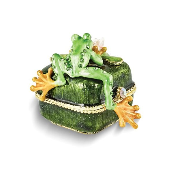 Bejeweled PADDY Frog on Lily Pad Gift Box Image 3 Franzetti Jewelers Austin, TX