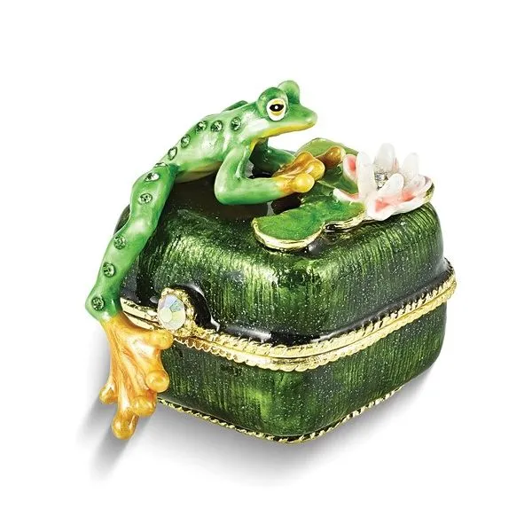 Bejeweled PADDY Frog on Lily Pad Gift Box Franzetti Jewelers Austin, TX