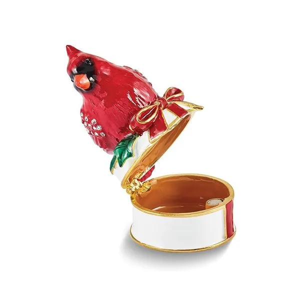 Bejeweled CHAS Red Cardinal on White Gift Box Image 2 Franzetti Jewelers Austin, TX