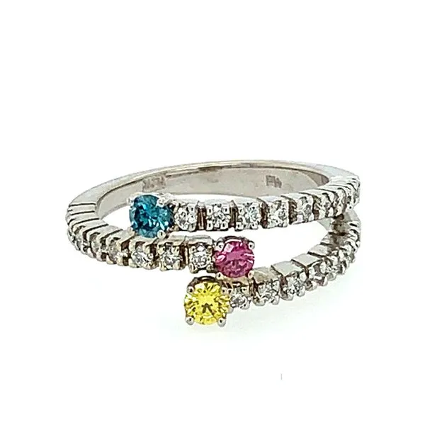 14K White Gold Blue, Pink & Yellow Diamond Ring Image 2 Franzetti Jewelers Austin, TX