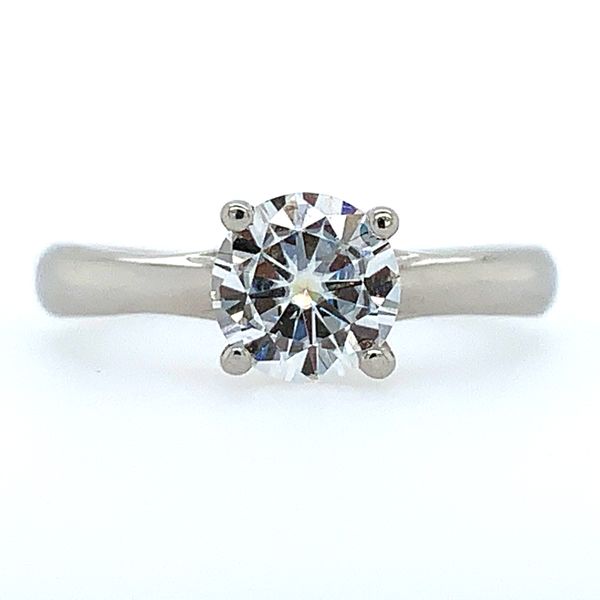 14KW Solitaire 6.5 MM Moissanite Engagement Ring D-E-F Color Franzetti Jewelers Austin, TX