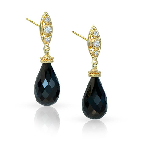 Zaffiro Black Spinel and Diamond Earrings French Designer Jeweler Scottsdale, AZ