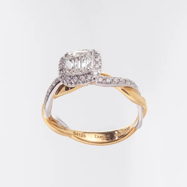 Square Cut Twisted Style Diamond Engagement Ring Image 2 Frontenac Jewellers Kingston, ON
