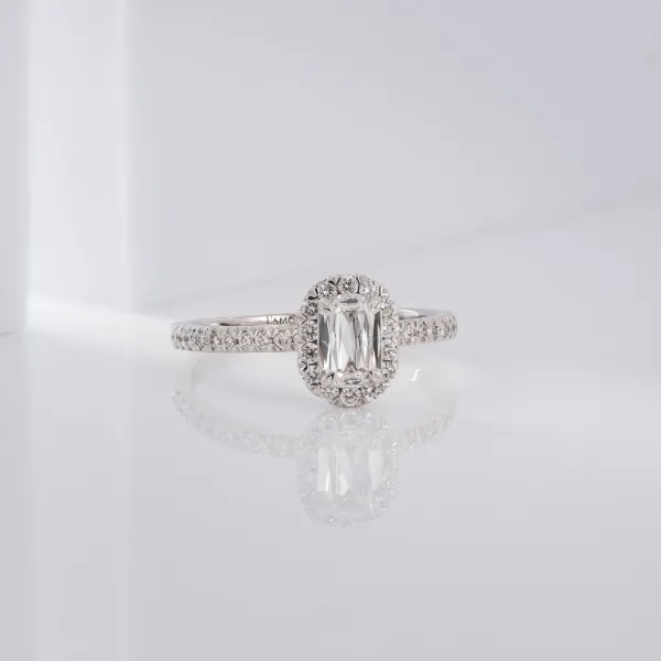 Halo Emerald Cut Diamond Engagement Ring Image 2 Frontenac Jewellers Kingston, ON