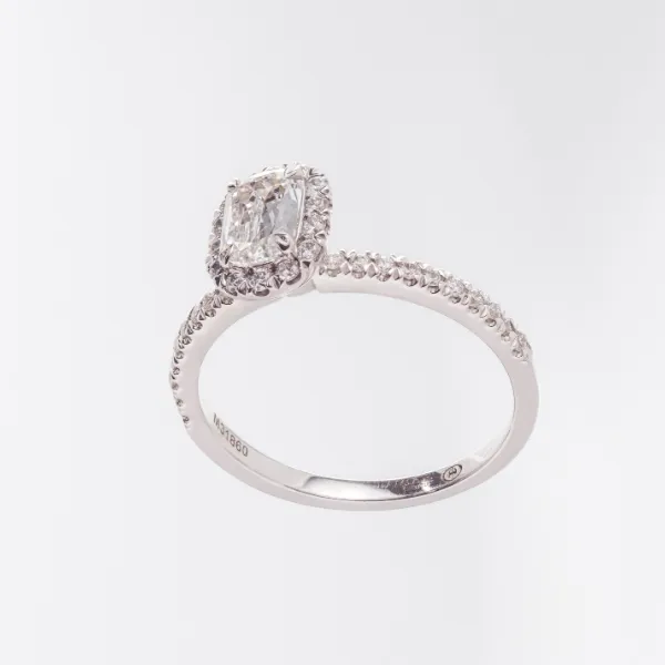 Halo Emerald Cut Diamond Engagement Ring Image 3 Frontenac Jewellers Kingston, ON