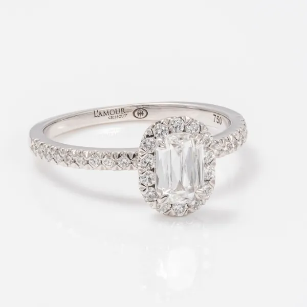 Halo Emerald Cut Diamond Engagement Ring Frontenac Jewellers Kingston, ON