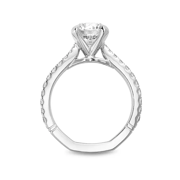 14K White Gold Pave Solitaire Diamond Engagement Ring Image 3 Frontenac Jewellers Kingston, ON
