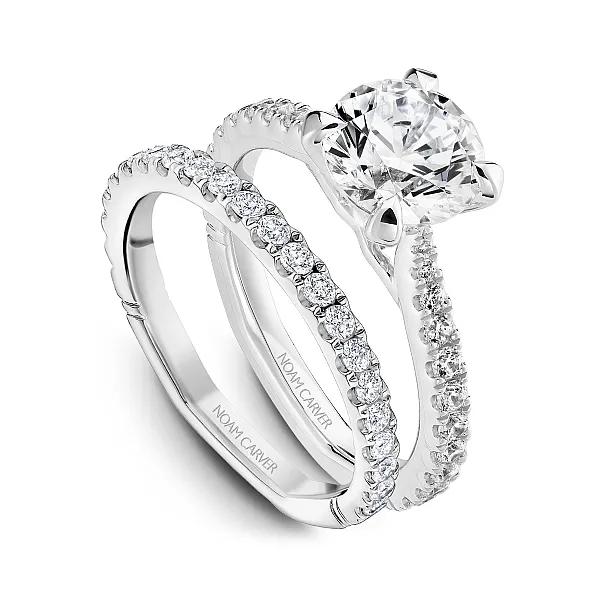 14K White Gold Pave Solitaire Diamond Engagement Ring Image 4 Frontenac Jewellers Kingston, ON